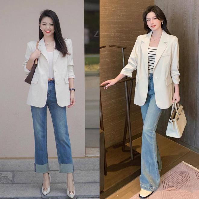 40+女生这样穿更减龄时髦春天“西装+牛仔裤”太养眼(图6)